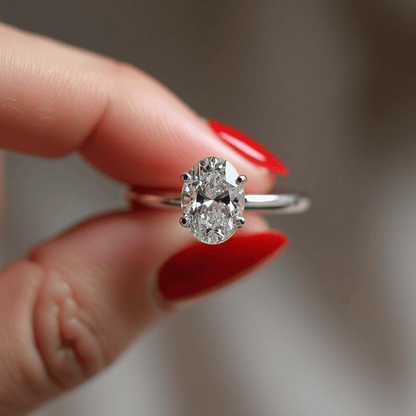 Astilbe - GIA Natural Oval Diamond Engagement Ring - BeverlyDiamonds
