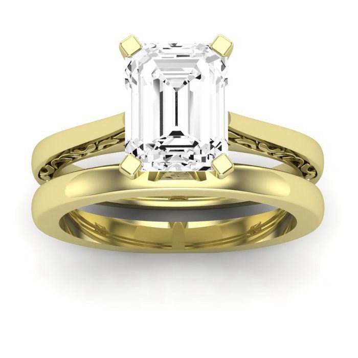 Astilbe Diamond Matching Band Only (does Not Include Engagement Ring)  For Ring With Emerald Center yellowgold