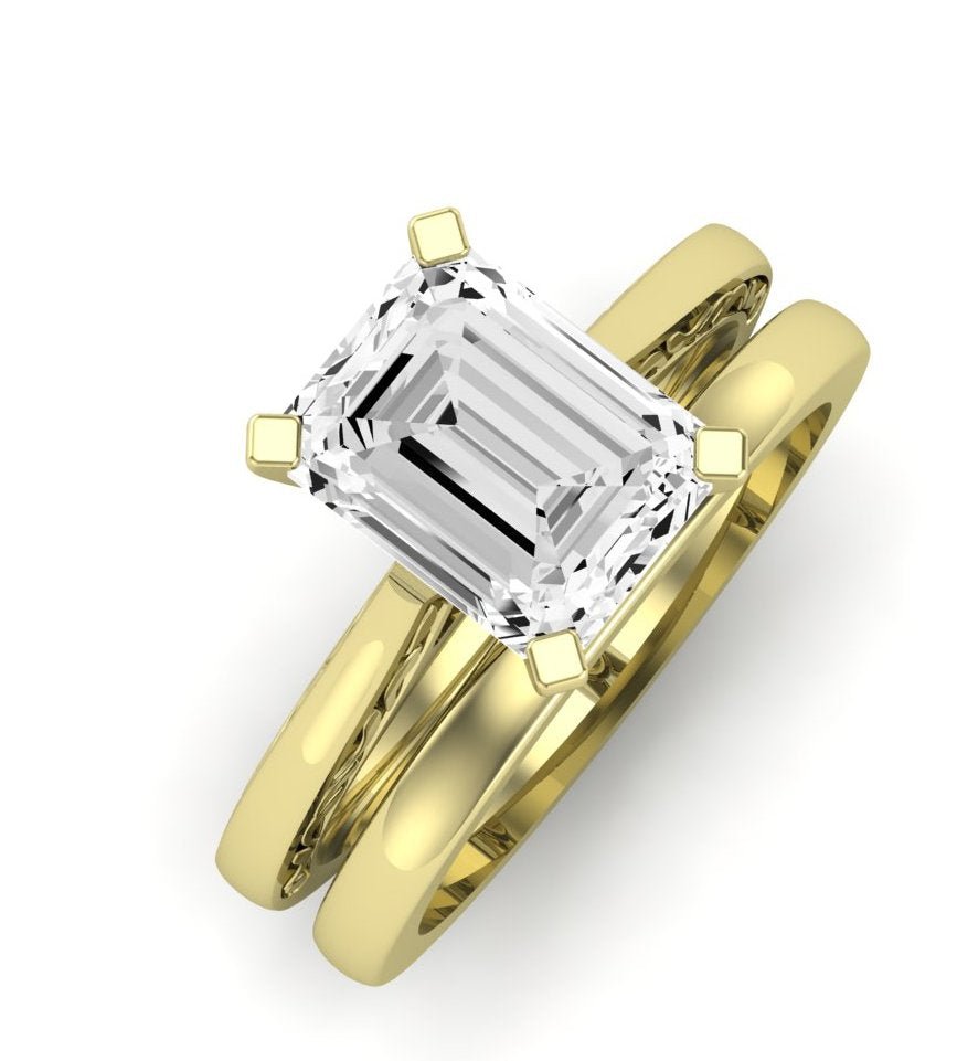 Astilbe Diamond Matching Band Only (does Not Include Engagement Ring)  For Ring With Emerald Center yellowgold