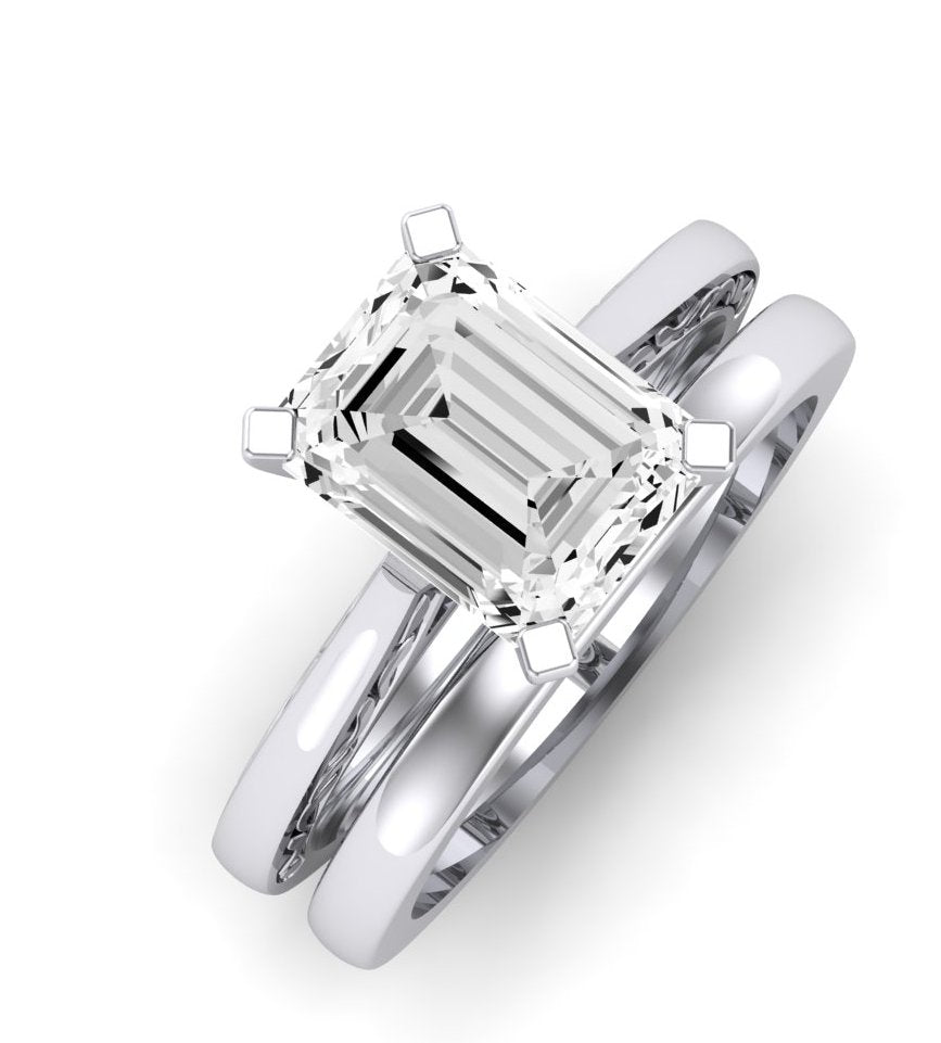 Astilbe Diamond Matching Band Only (does Not Include Engagement Ring)  For Ring With Emerald Center whitegold