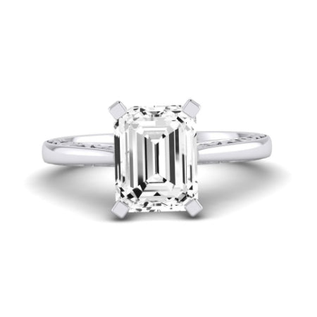Astilbe Diamond Matching Band Only (does Not Include Engagement Ring)  For Ring With Emerald Center whitegold