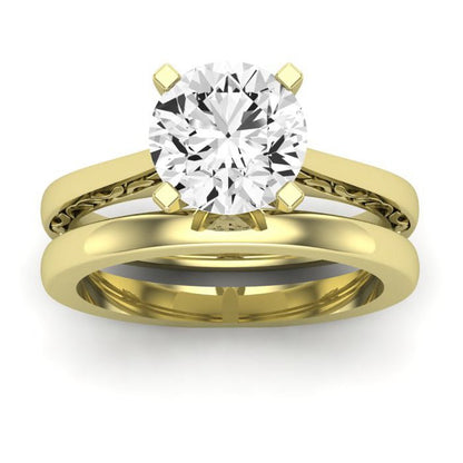 Astilbe Diamond Matching Band Only (does Not Include Engagement Ring) For Ring With Round Center yellowgold