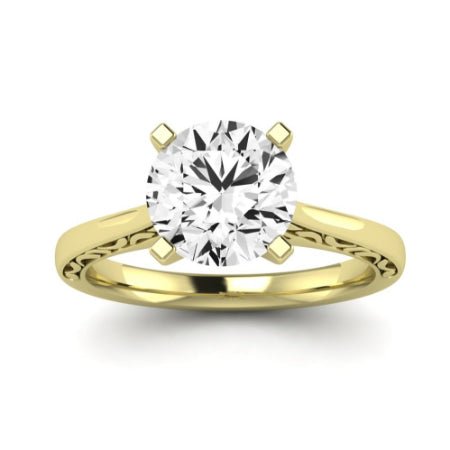 Astilbe Diamond Matching Band Only (does Not Include Engagement Ring) For Ring With Round Center yellowgold