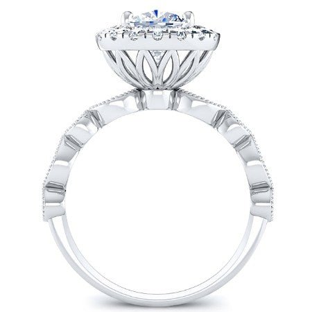 Aubretia Cushion Moissanite Bridal Set whitegold