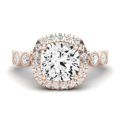 Aubretia Diamond Matching Band Only (does Not Include Engagement Ring) For Ring With Cushion Center rosegold