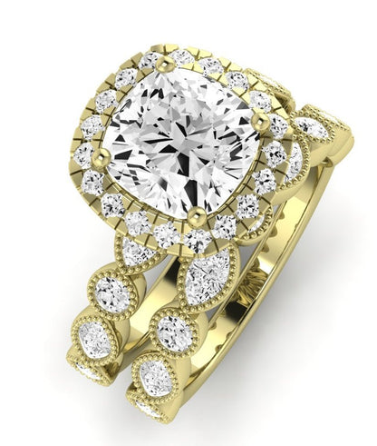 Aubretia Diamond Matching Band Only (does Not Include Engagement Ring) For Ring With Cushion Center yellowgold