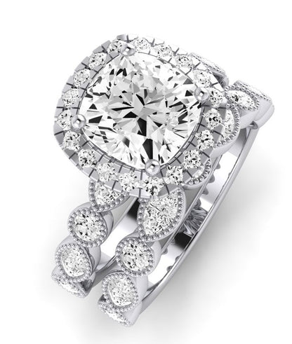 Aubretia Diamond Matching Band Only (does Not Include Engagement Ring) For Ring With Cushion Center whitegold