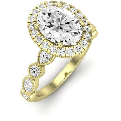 Aubretia Diamond Matching Band Only ( Engagement Ring Not Included) For Ring With Oval Center yellowgold