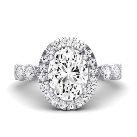 Aubretia Diamond Matching Band Only ( Engagement Ring Not Included) For Ring With Oval Center whitegold