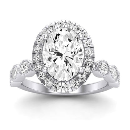 Aubretia Diamond Matching Band Only ( Engagement Ring Not Included) For Ring With Oval Center whitegold