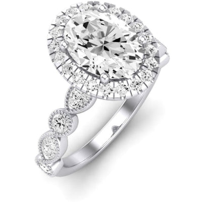 Aubretia Diamond Matching Band Only ( Engagement Ring Not Included) For Ring With Oval Center whitegold