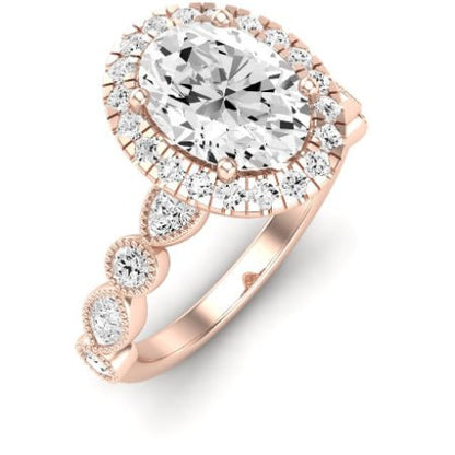 Aubretia Diamond Matching Band Only ( Engagement Ring Not Included) For Ring With Oval Center rosegold