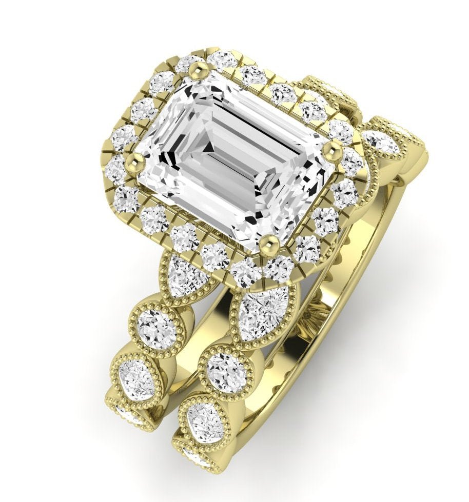 Aubretia Emerald Diamond Bridal Set (Lab Grown Igi Cert) yellowgold