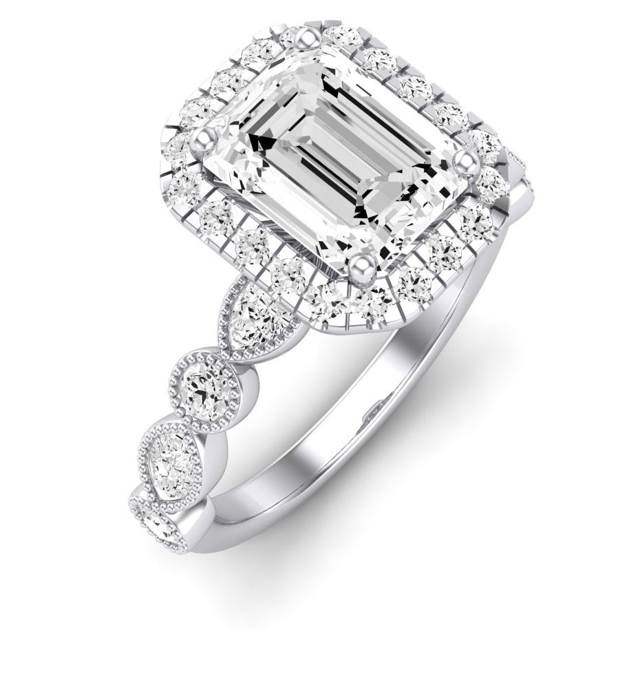 Aubretia Emerald Moissanite Engagement Ring whitegold
