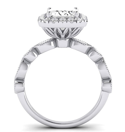 Aubretia Emerald Moissanite Engagement Ring whitegold