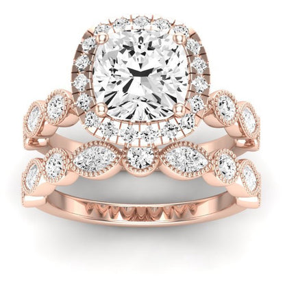 Aubretia Diamond Matching Band Only (does Not Include Engagement Ring) For Ring With Cushion Center rosegold