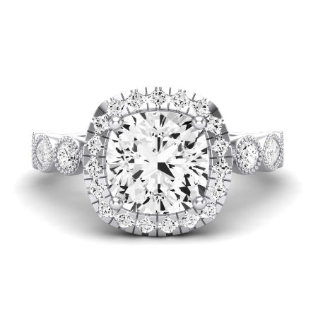 Aubretia Moissanite Matching Band Only (does Not Include Engagement Ring) For Ring With Cushion Center whitegold
