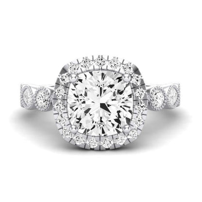 Aubretia Moissanite Matching Band Only (does Not Include Engagement Ring) For Ring With Cushion Center whitegold