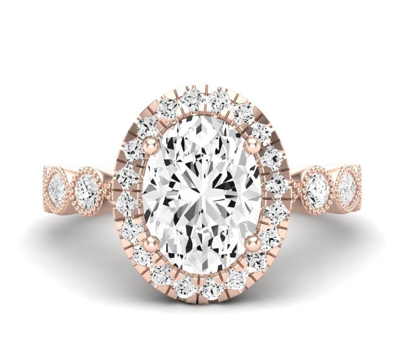 Aubretia Oval Moissanite Engagement Ring rosegold