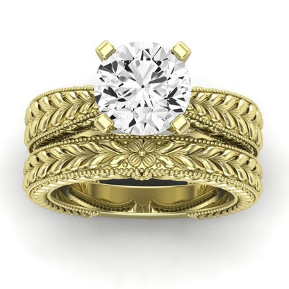 Azalea Diamond Matching Band Only (does Not Include Engagement Ring) For Ring With Round Center yellowgold