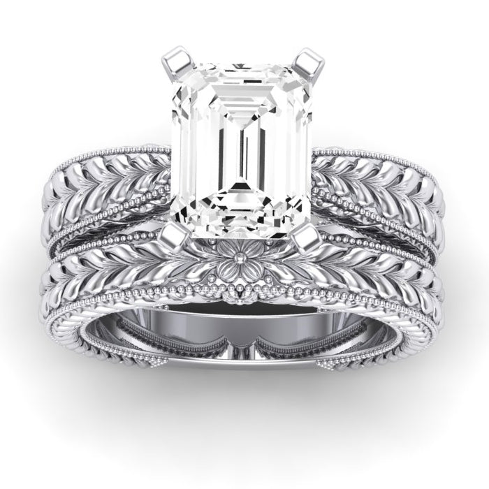 Azalea Emerald Moissanite Bridal Set whitegold