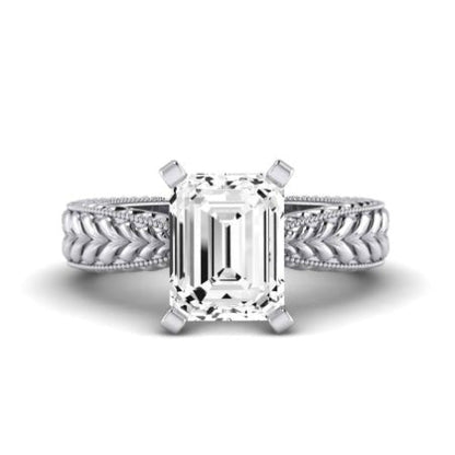 Azalea Emerald Moissanite Bridal Set whitegold