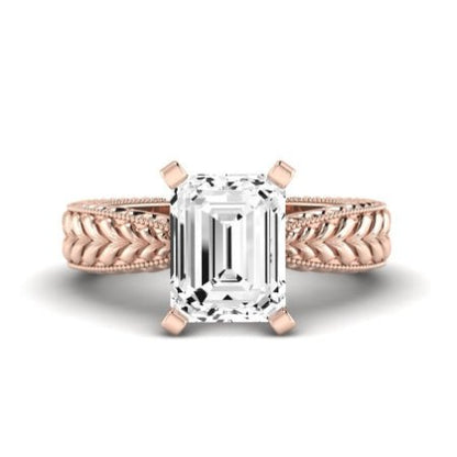Azalea Emerald Moissanite Bridal Set rosegold