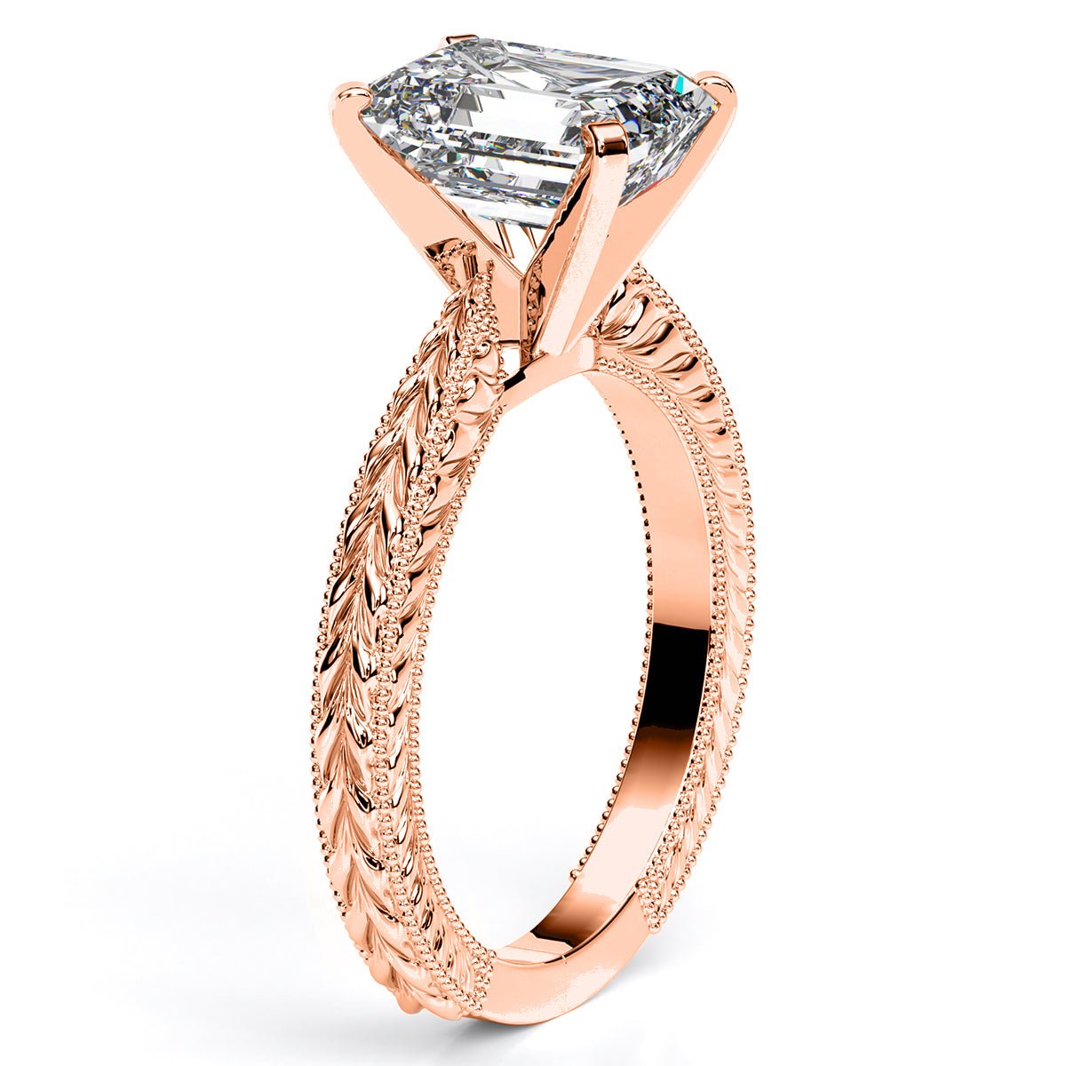 Azalea Emerald Moissanite Engagement Ring rosegold