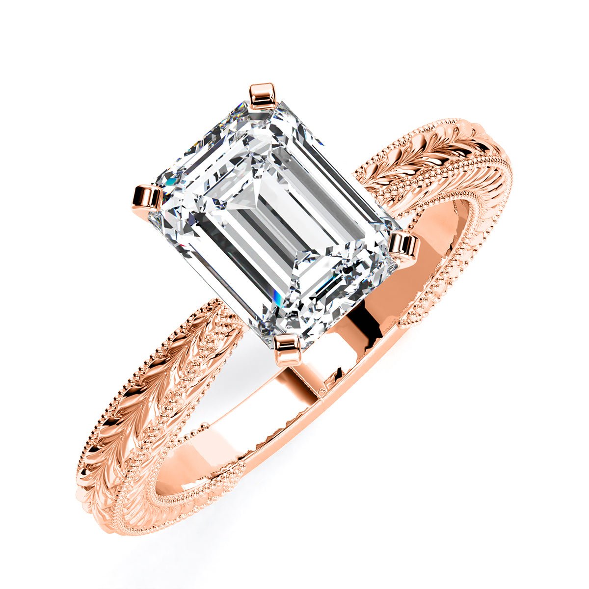 Azalea Emerald Moissanite Engagement Ring rosegold