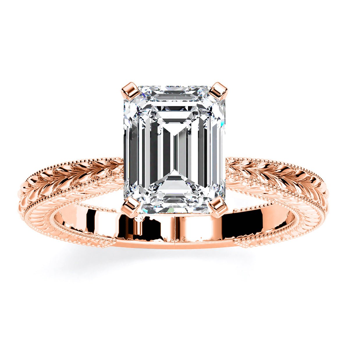 Azalea Emerald Moissanite Engagement Ring rosegold