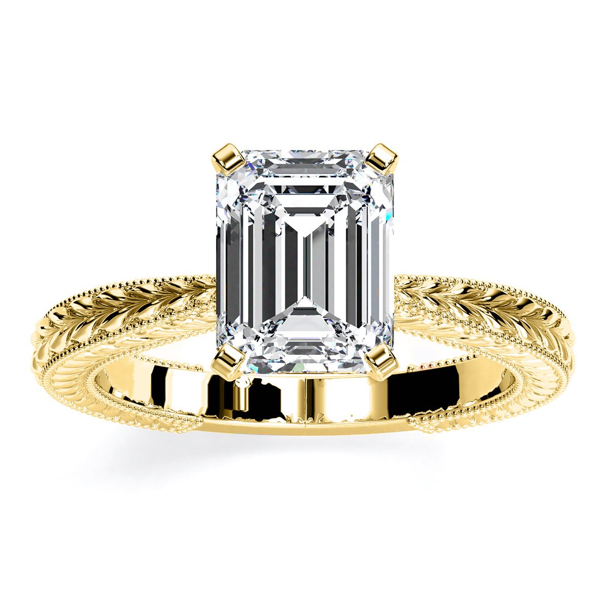 Azalea Emerald Moissanite Engagement Ring yellowgold