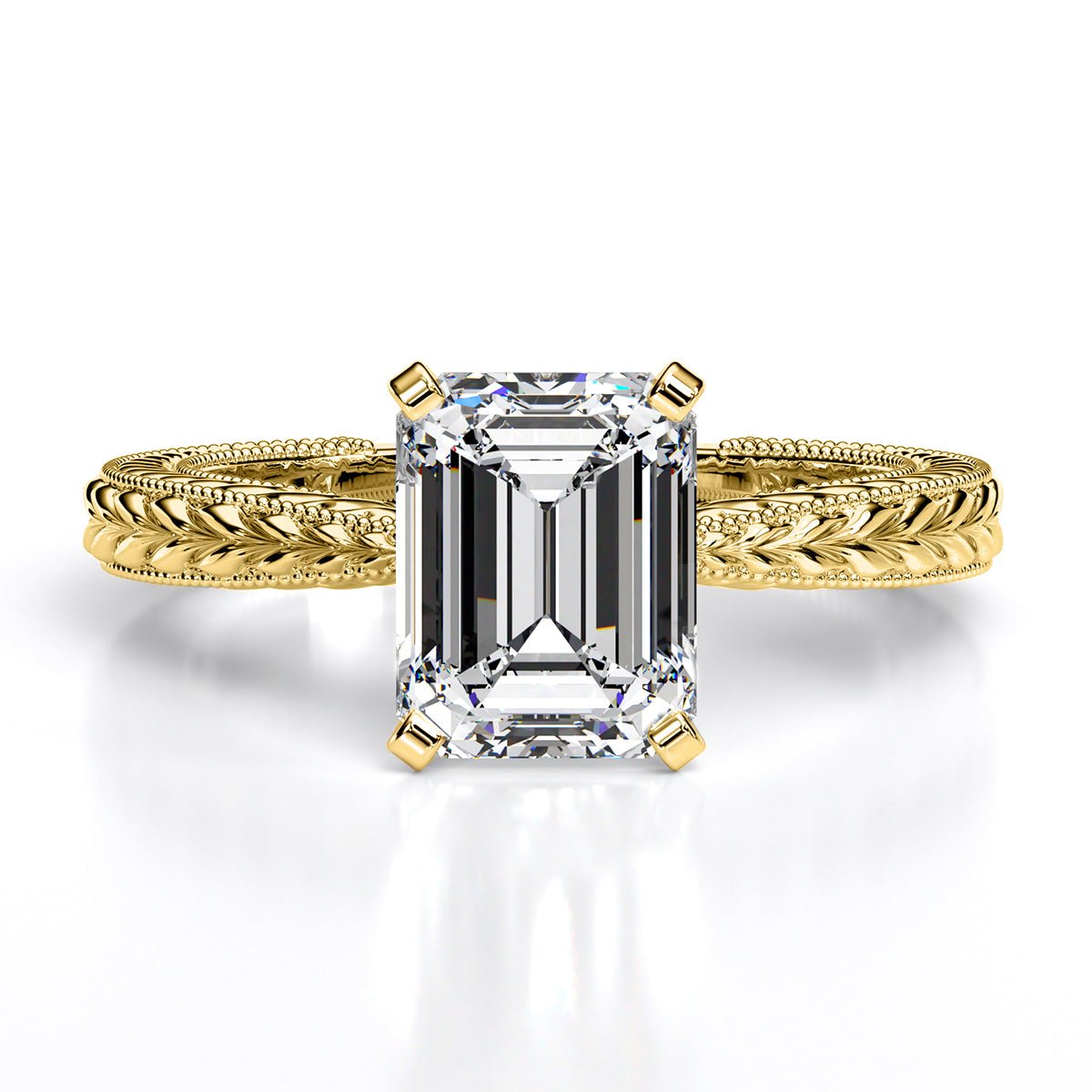 Azalea Emerald Moissanite Engagement Ring yellowgold