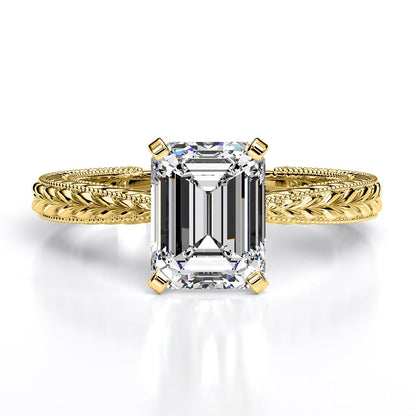 Azalea Emerald Moissanite Engagement Ring yellowgold