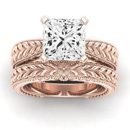 Azalea Diamond Matching Band Only (does Not Include Engagement Ring) For Ring With Princess Center rosegold