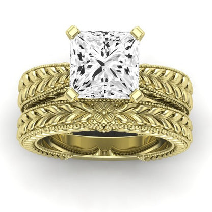 Azalea Diamond Matching Band Only (does Not Include Engagement Ring) For Ring With Princess Center yellowgold