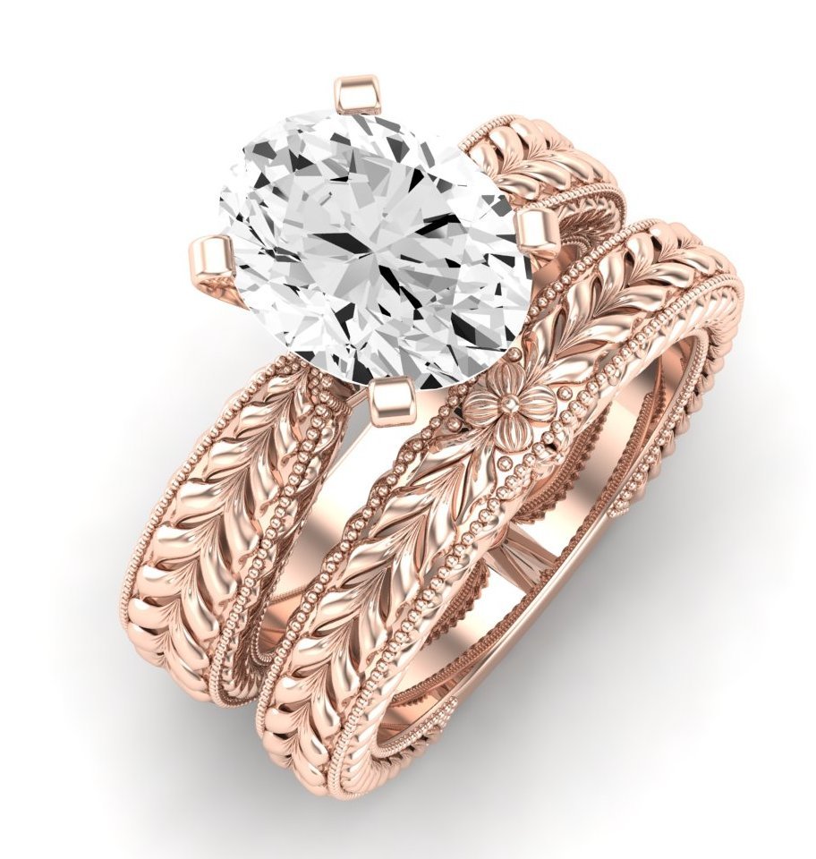 Azalea Oval Moissanite Bridal Set rosegold