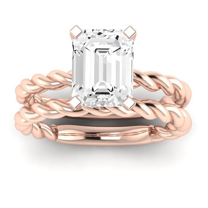 Balsam Diamond Matching Band Only ( Engagement Ring Not Included)   For Ring With Emerald Center rosegold