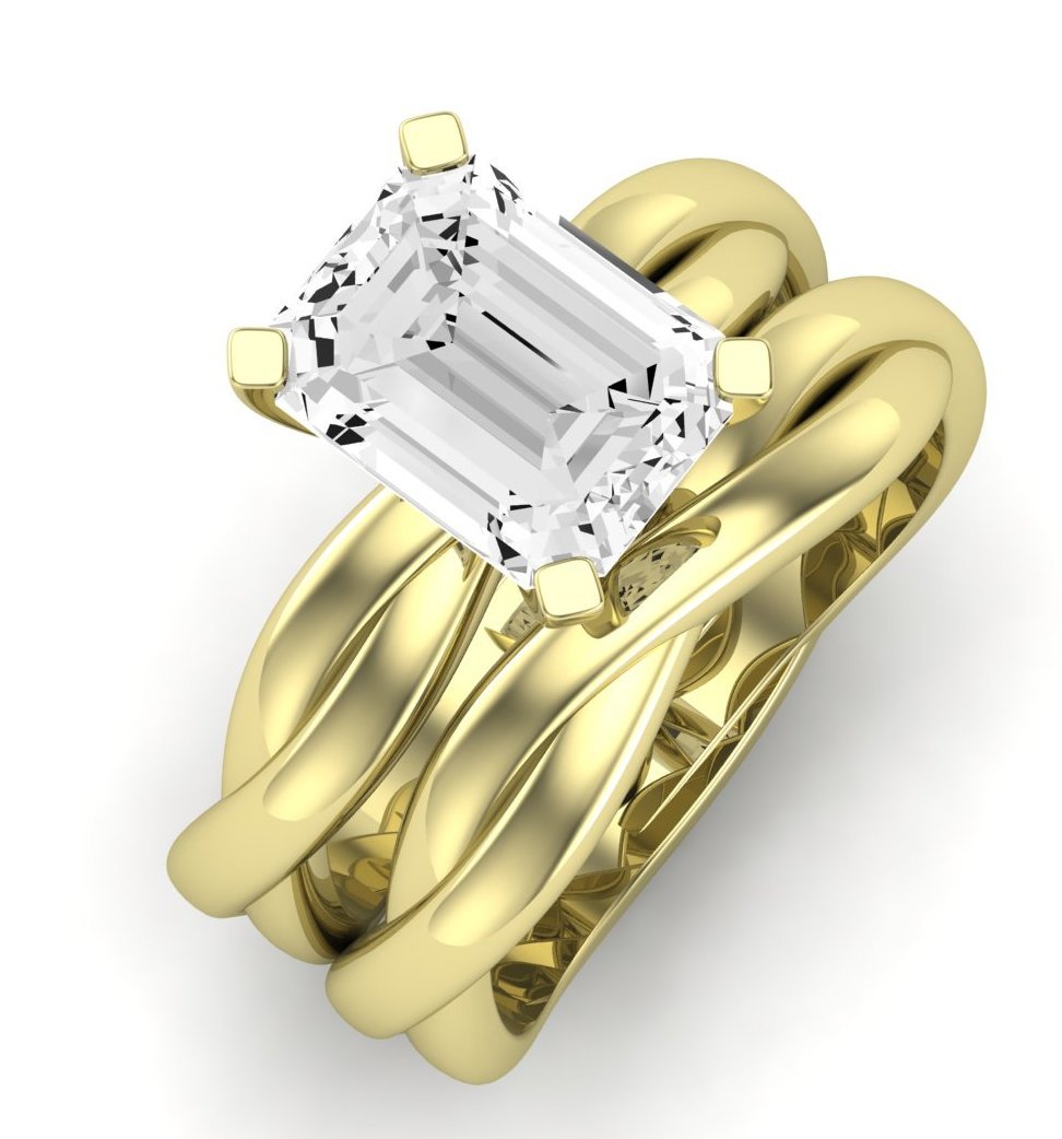 Baneberry Diamond Matching Band Only (does Not Include Engagement Ring)  For Ring With Emerald Center yellowgold