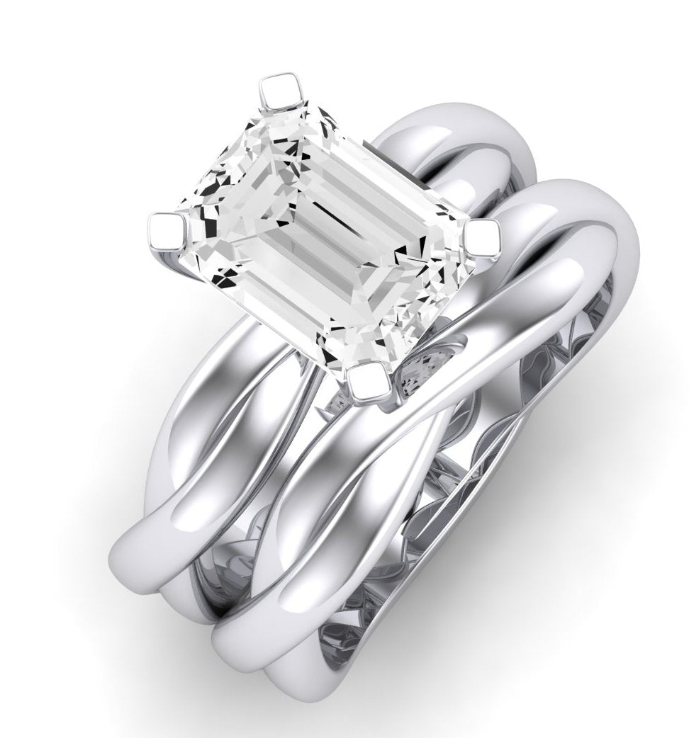 Baneberry Emerald Moissanite Bridal Set whitegold