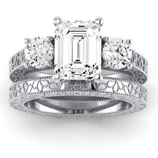 Belladonna Emerald Moissanite Bridal Set whitegold