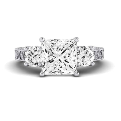 Belladonna Diamond Matching Band Only (does Not Include Engagement Ring) For Ring With Princess Center whitegold