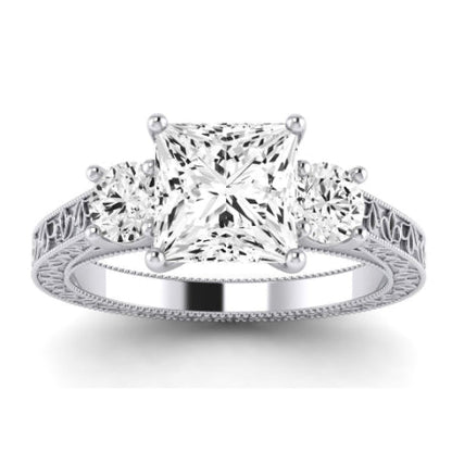 Belladonna Diamond Matching Band Only (does Not Include Engagement Ring) For Ring With Princess Center whitegold