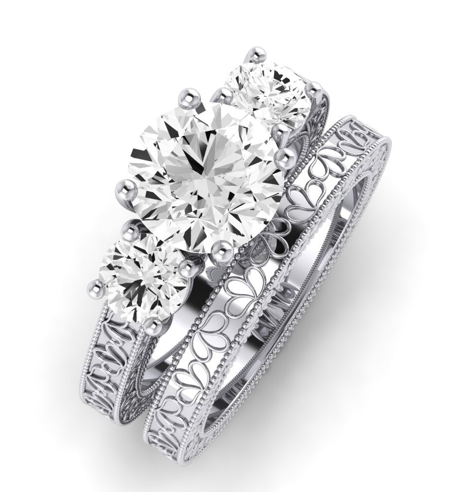 Belladonna Diamond Matching Band Only (does Not Include Engagement Ring) For Ring With Round Center whitegold