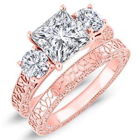Belladonna Princess Moissanite Bridal Set rosegold