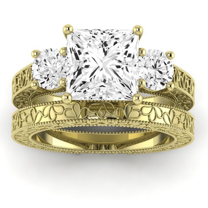 Belladonna - Princess Moissanite Bridal Set - BeverlyDiamonds