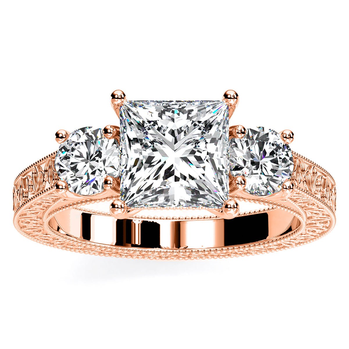 Belladonna Princess Moissanite Engagement Ring rosegold