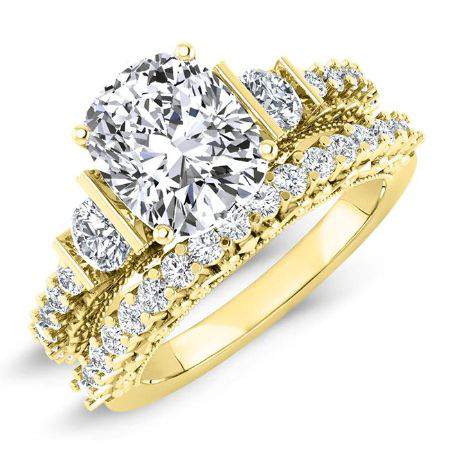 Belle Cushion Diamond Bridal Set (Lab Grown Igi Cert) yellowgold