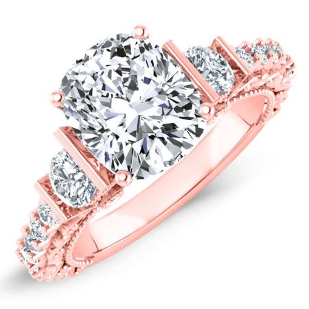 Belle Diamond Matching Band Only (engagement Ring Not Included) For Ring With Cushion Center rosegold