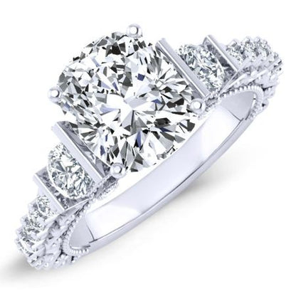 Belle Diamond Matching Band Only (engagement Ring Not Included) For Ring With Cushion Center whitegold