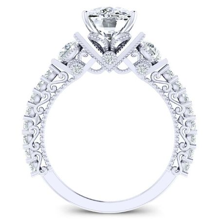 Belle Diamond Matching Band Only (engagement Ring Not Included) For Ring With Cushion Center whitegold